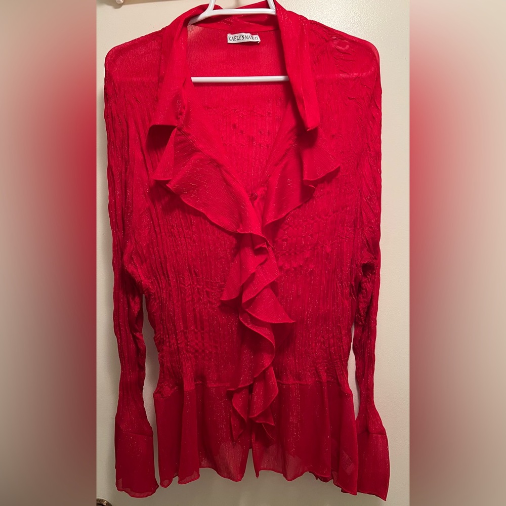 Brand: Kaelyn Max II, Style: button down-see through blouse